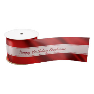 Personalise "Happy Birthday" Faux Red Satin Satin Ribbon