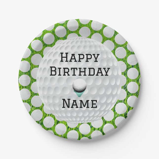 Personalise Happy Brithday Golf Designed  Paper Plate (Front)
