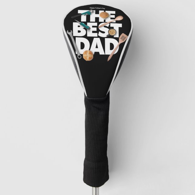 Personalise Happy Father's Day | The Best Dad-Dark Golf Head Cover (Front)