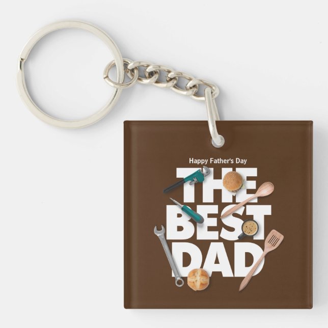 Personalise Happy Father's Day | The Best Dad-Dark Key Ring (Front)