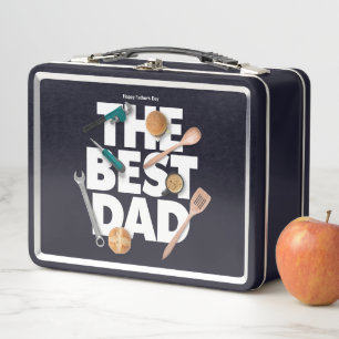 Personalise Happy Father's Day The Best Dad-Dark Metal Lunch Box
