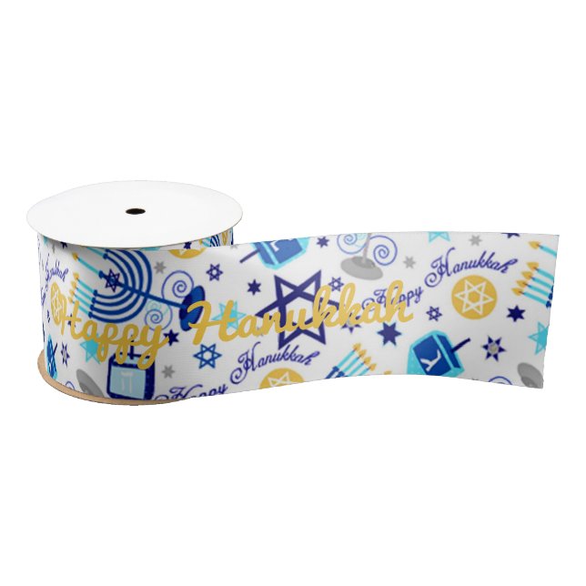 Personalise HAPPY HANUKKAH Holiday Wide Ribbon Satin Ribbon (Spool)