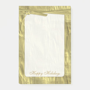 Personalise "Happy Holidays" Gold Crumpled Paper Post-it Notes