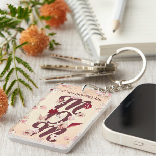 Personalise Happy Mother's Day Mum Warm Floral  Key Ring