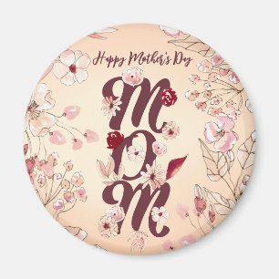 Personalise Happy Mother's Day Mum Warm Floral Magnet