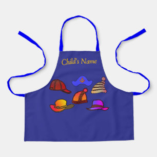 Personalise Hat Collection Kids Blue Craft   Apron