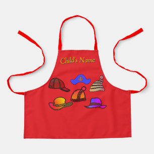 Personalise Hat Collection Kids Red Craft Apron