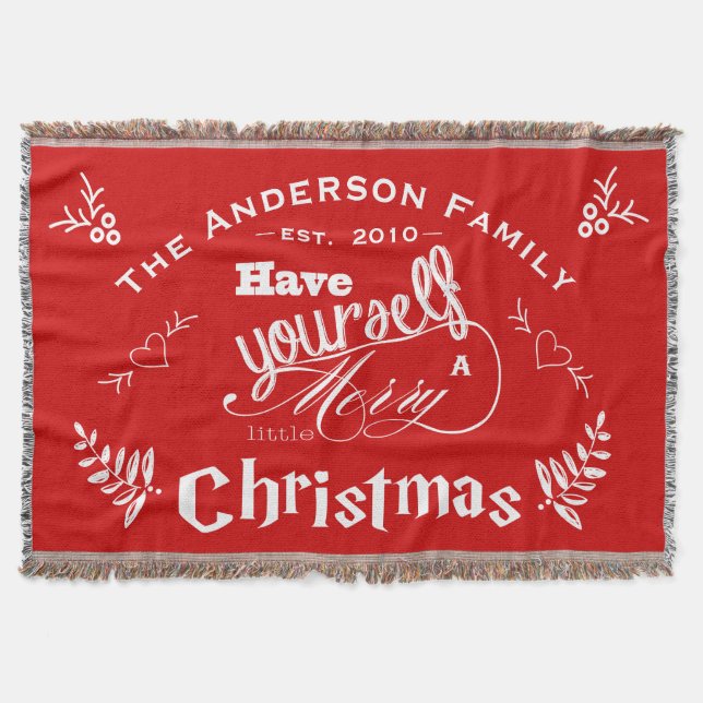 Personalise Have Yourself Merry Little Christmas Throw Blanket (Front)