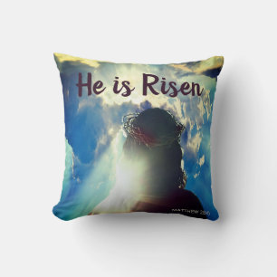 Personalise HE IS RISEN Religious Jesus Easter Cushion
