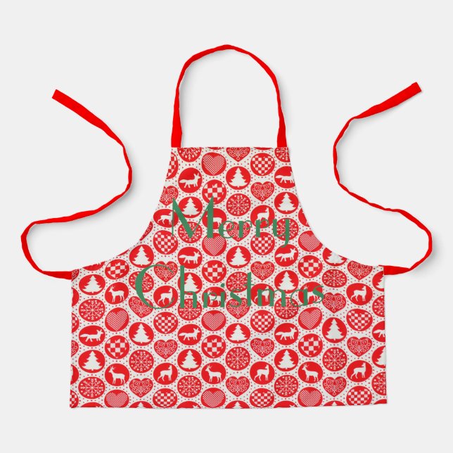 Personalise HEART GINGERBREAD DEER Christmas Apron (Front)