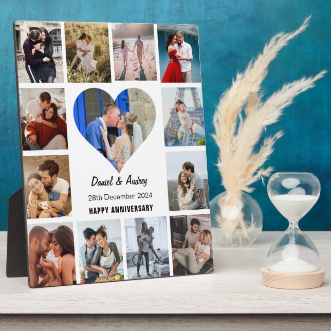 Personalise Heart Photo Collage Anniversary Gift Plaque (Side)