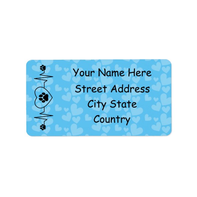 Personalise Heartbeat Dog and Heart  Label (Front)