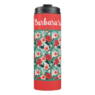 Personalise Hibiscus Flowered Thermal Tumbler