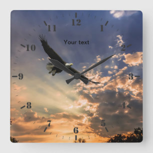Personalise High Soaring Bald Eagle photography Square Wall Clock