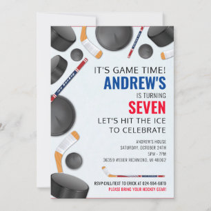 Personalise Hockey Sports  Birthday Party  Invitation