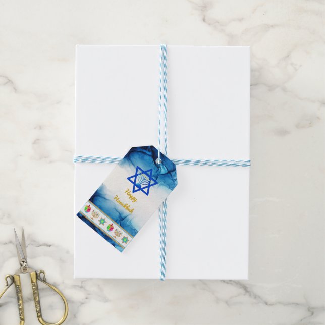 Personalise Holiday HAPPY HANUKKAH Gift Tag (With Twine)