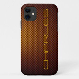 Personalise Honey black carbon fibre patterned iPhone 11 Case