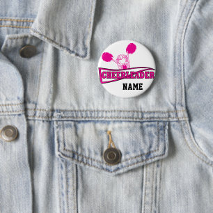 Personalise Hot Pink Cheerleader Girl 6 Cm Round Badge