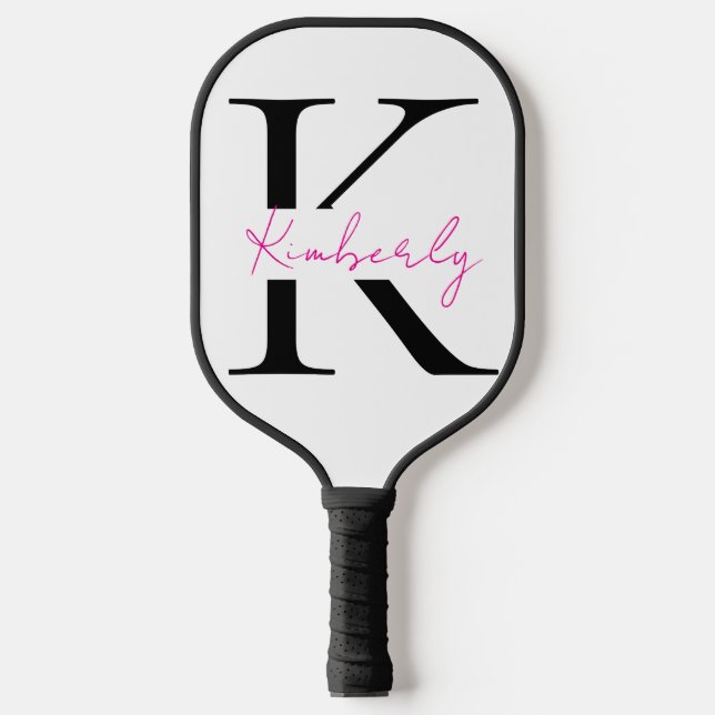 Personalise Hot Pink Script Name  Pickleball Paddle (Front)