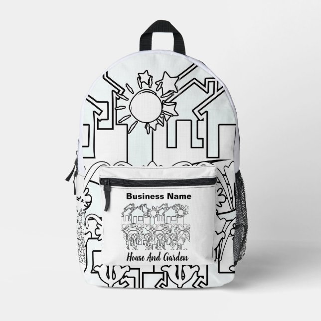 Personalise House And Garden  Printed Backpack (Front)