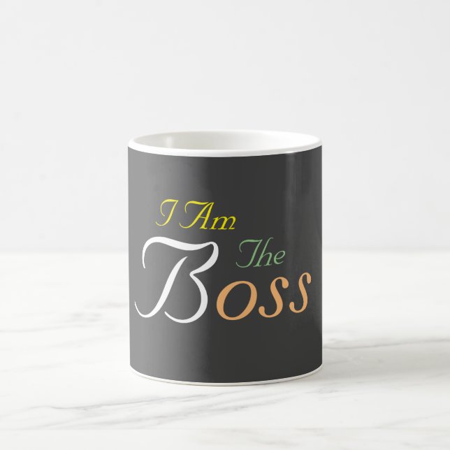 Personalise I Am The Boss Light Grey  Coffee Mug (Center)