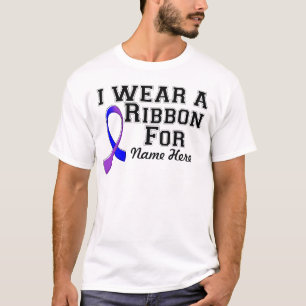 Personalise I Wear a Blue and Purple Ribbon T-Shirt