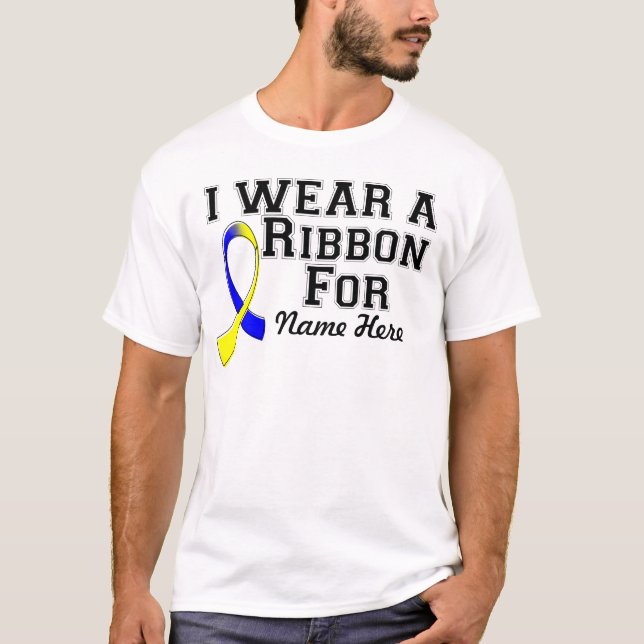 Personalise I Wear a Blue and Yellow Ribbon T-Shirt (Front)