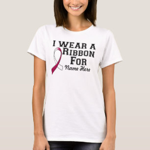 Personalise I Wear a Burgundy and White Ribbon T-Shirt
