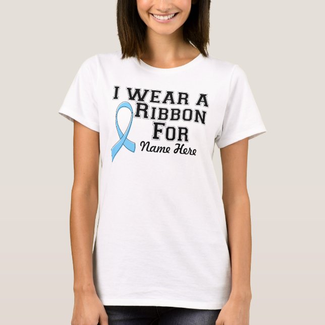 Personalise I Wear a Light Blue Ribbon T-Shirt (Front)
