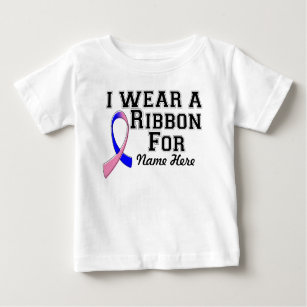 Personalise I Wear a Pink and Blue Ribbon Baby T-Shirt