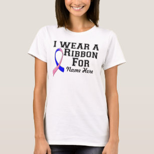 Personalise I Wear a Pink and Blue Ribbon T-Shirt