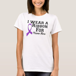 Personalise I Wear a Purple Ribbon T-Shirt