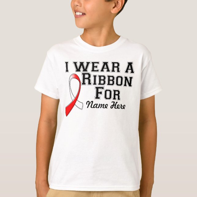 Personalise I Wear a Red and White Ribbon T-Shirt (Front)
