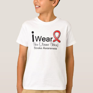 Personalise I Wear a Stroke Awareness Ribbon T-Shirt