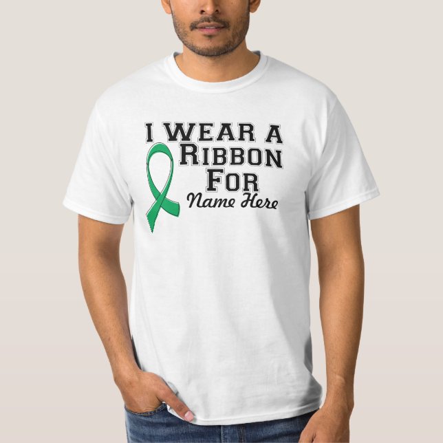 Personalise I Wear an Emerald Green Ribbon T-Shirt (Front)