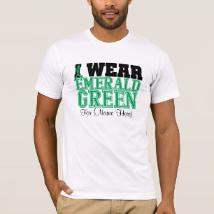 Personalise I Wear Emerald Green Liver Cancer T-Shirt