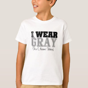 Personalise I Wear Grey Ribbon Brain Cancer T-Shirt