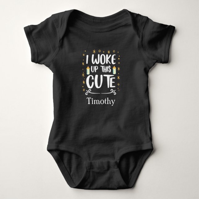 Personalise I Woke Up This Cute Baby gift Bodysuit (Front)