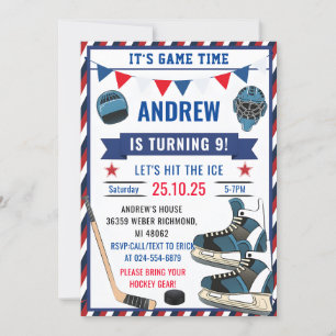 Personalise Ice Hockey Birthday Sports Party  Invitation