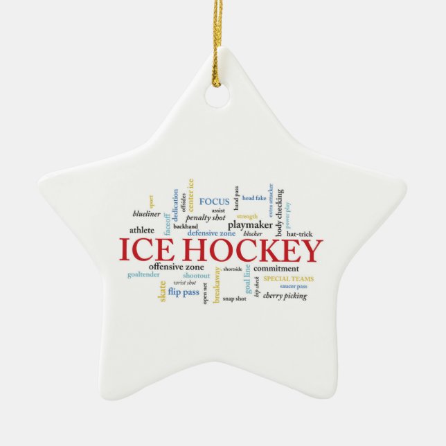 Personalise, Ice Hockey Coach Thank You in Words Ceramic Ornament (Front)