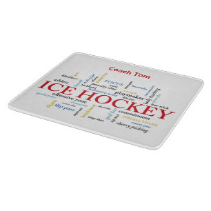 Personalise, Ice Hockey Coach Thank You in Words Cutting Board