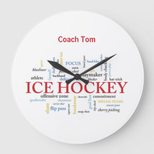 Personalise, Ice Hockey Coach Thank You in Words Large Clock
