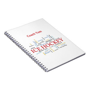 Personalise, Ice Hockey Coach Thank You in Words Notebook