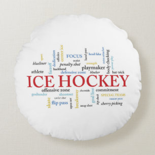 Personalise, Ice Hockey Coach Thank You in Words Round Cushion