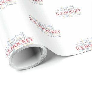 Personalise, Ice Hockey Coach Thank You in Words Wrapping Paper