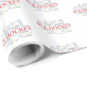 Personalise, Ice Hockey Coach Thank You in Words Wrapping Paper