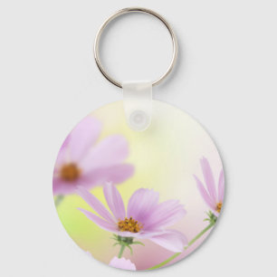 Personalise Image & Pink Flower Watercolor Key Ring