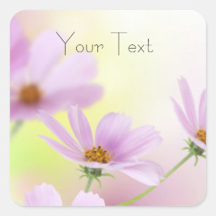 Personalise Image & Pink Flower Watercolor Square Sticker