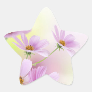 Personalise Image & Pink Flower Watercolor Star Sticker