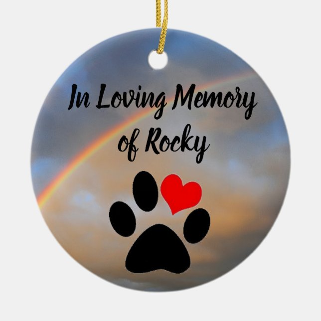 Personalise in loving memory of cat or dog ceramic ornament (Front)